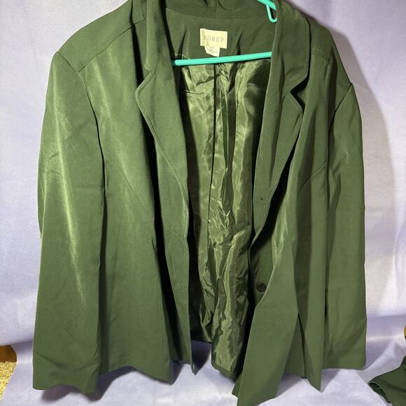 Koret Women Sz 22W Green Floral Button Jacket Cotton Shoulder Pads V3 - Picture 6 of 10